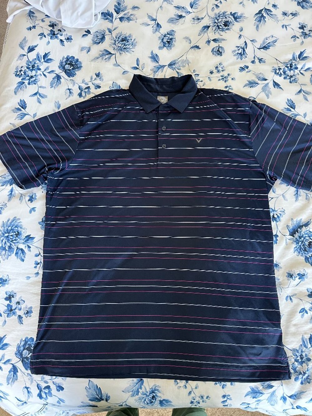 Men's Callaway Golf Navy Striped Golf Polo Size XL Used/Excellent Condition